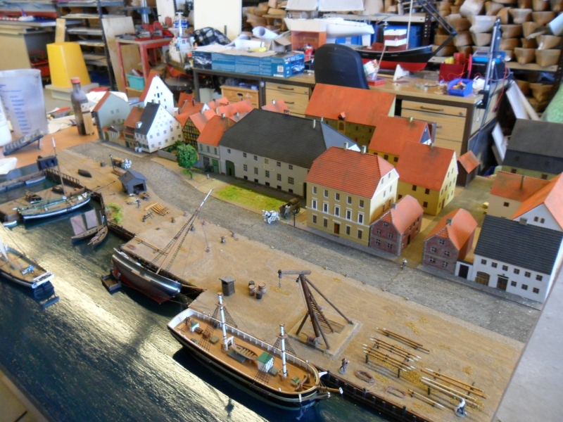 Diorama des Flensburger Hafen in Hoehe Schifffahrtsmuseum